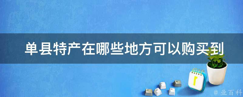  单县特产在哪些地方可以购买到？