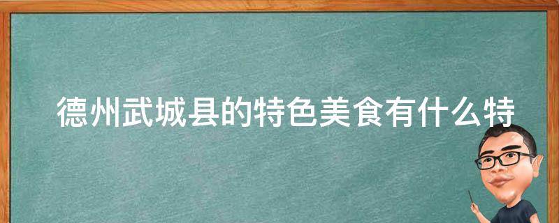  德州武城县的特色美食有什么特点？