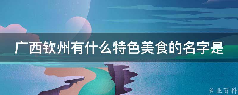 广西钦州有什么特色美食的名字是什么？
