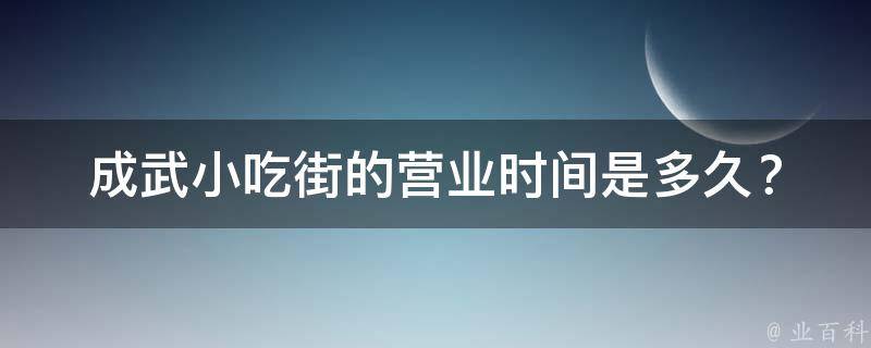 成武小吃街的营业时间是多久？