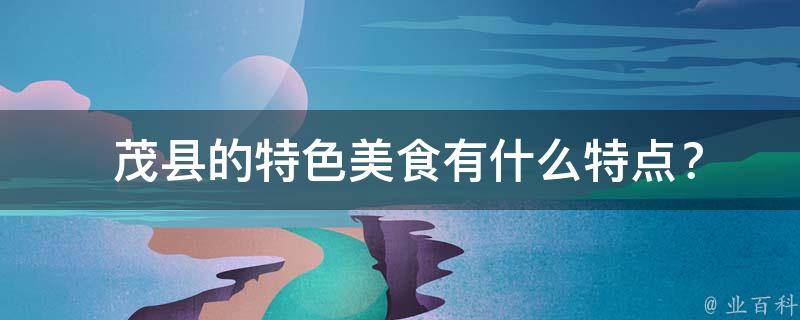  茂县的特色美食有什么特点？